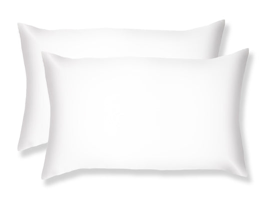 Pair of White Silk Pillowcases - Pure 100% Mulberry Silk Pillowcases