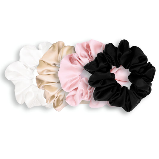 Radiant Edit Silk Scrunchie Gift Set - White, Champagne, Pink & Black