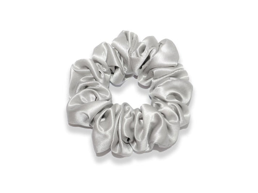 Silver Silk Scrunchie - 22 Momme Mulberry Silk - Classic Size