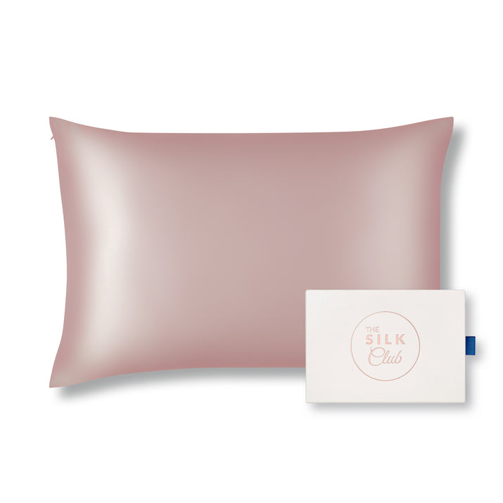 Rose Gold Organic Mulberry Silk Pillowcase with Gift Box - The Silk Club