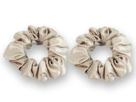 Set of 2 Champagne Silk Scrunchies - Silk Sleep Scrunchies