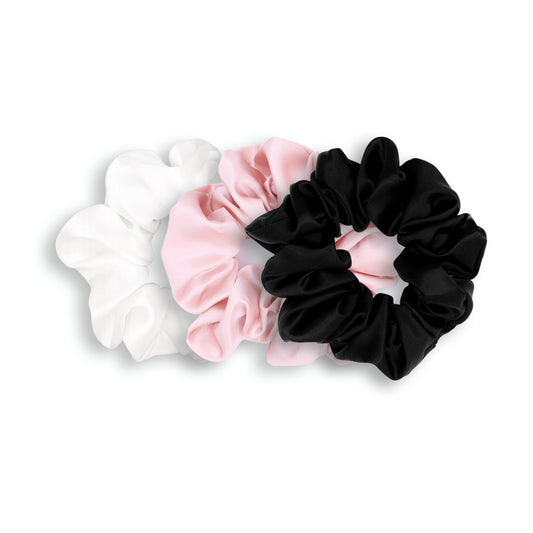 Signature Edit Silk Scrunchie Gift Set - White, Pink & Black