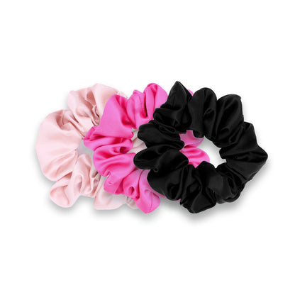 Pink Shades Silk Scrunchie Gift Set with Pink, Flamingo Pink and Black
