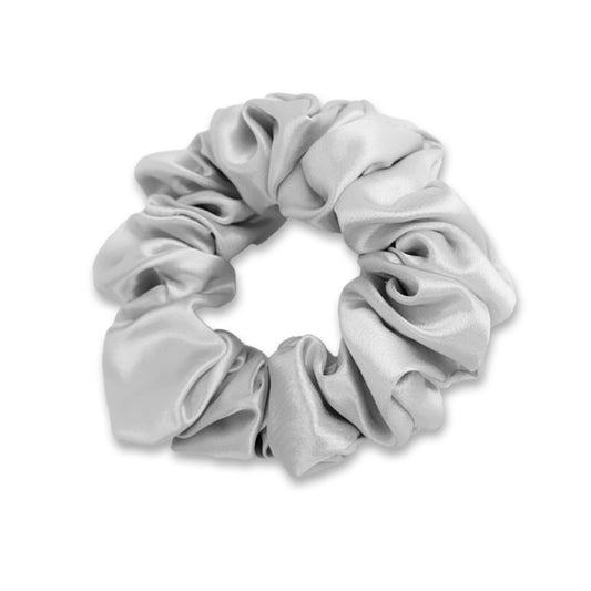 Silver Silk Scrunchie Made from Pure 22 Momme Mulberry Silk