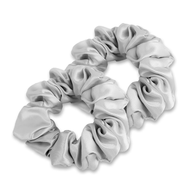 Silver Silk Scrunchies - Set of 2