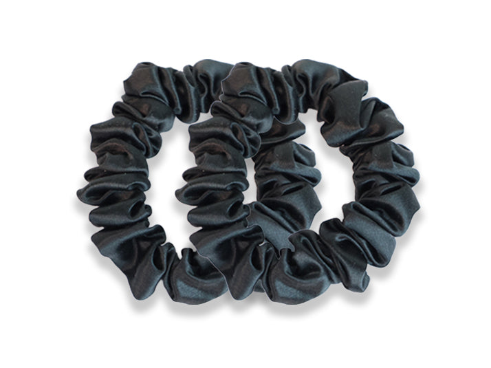 Pair of Small Black Silk Scrunchies