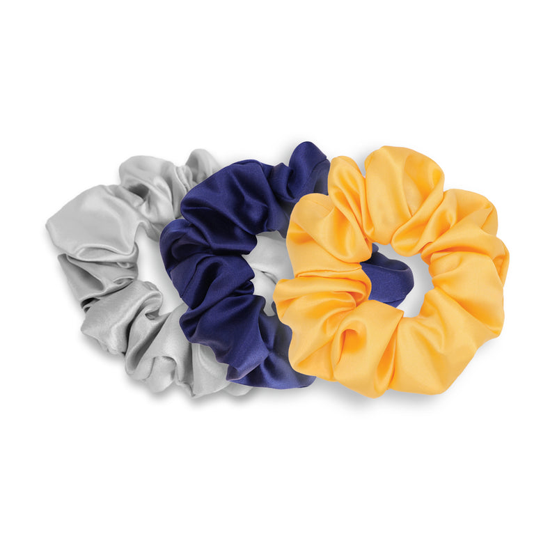 Solar Edit Silk Scrunchie Gift Set With Silver, Navy and Lemon Zest