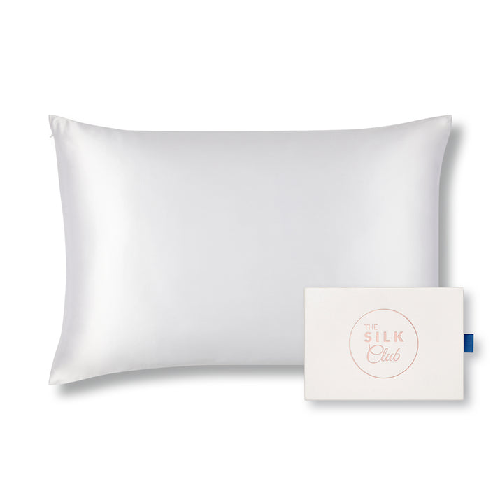 White Organic Mulberry Silk Pillowcase with Gift Box - The Silk Club
