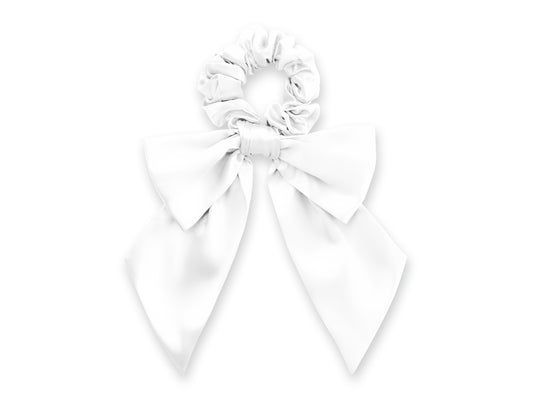 White Silk Hair Bow Scrunchie
