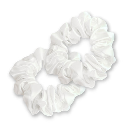 White Silk Scrunchies - Set of 2