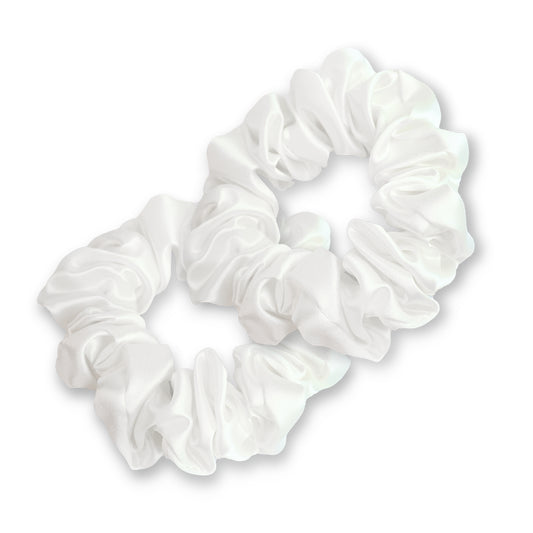 White Silk Scrunchies - Set of 2