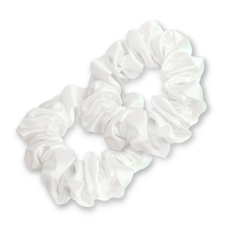White Silk Scrunchies - Set of 2