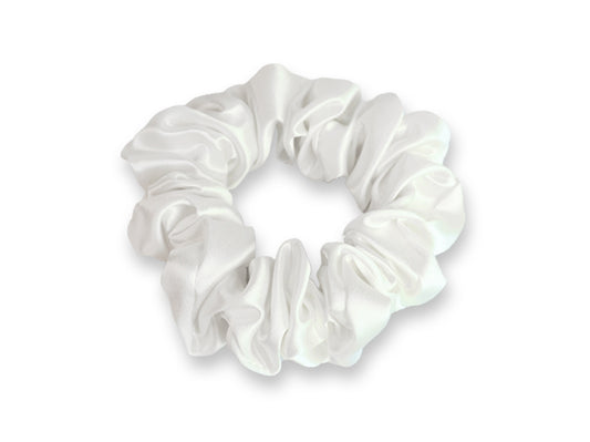 White Silk Scrunchie - Mulberry Silk Hair Scrunchies